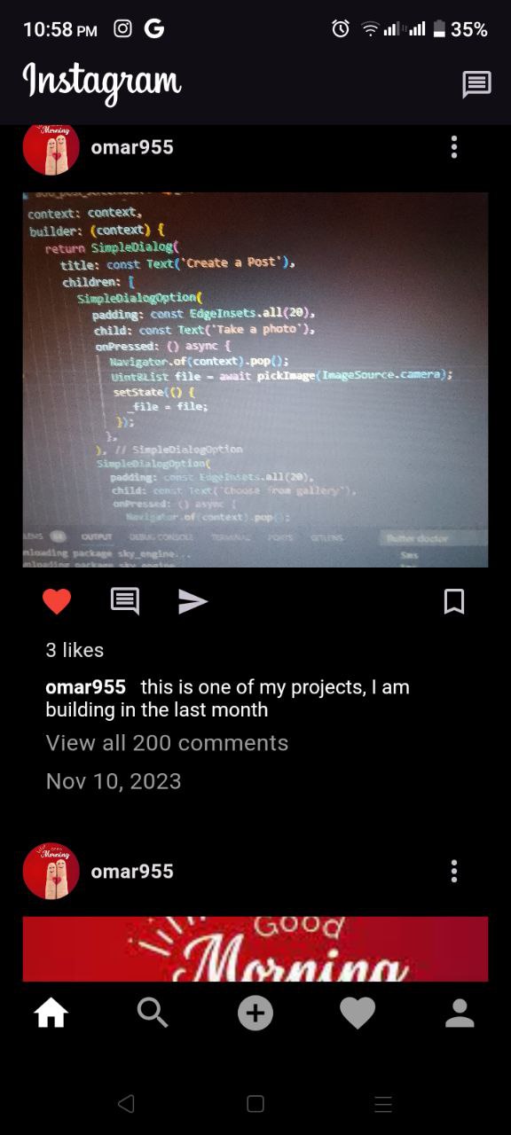 Instagram Clone feed