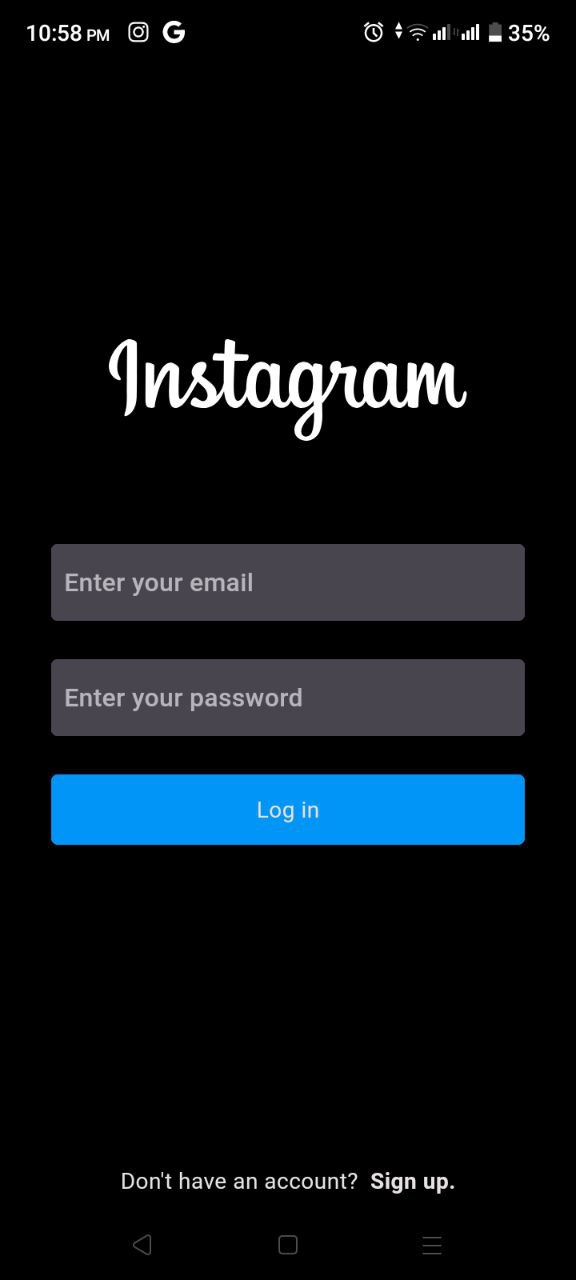 Instagram Clone login